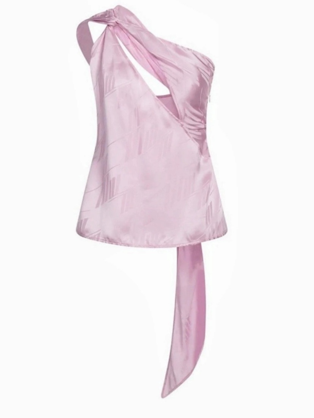 THE ATTICO Sam Slash-Cutout One-Shoulder Logo Jacquard Top Pink Top